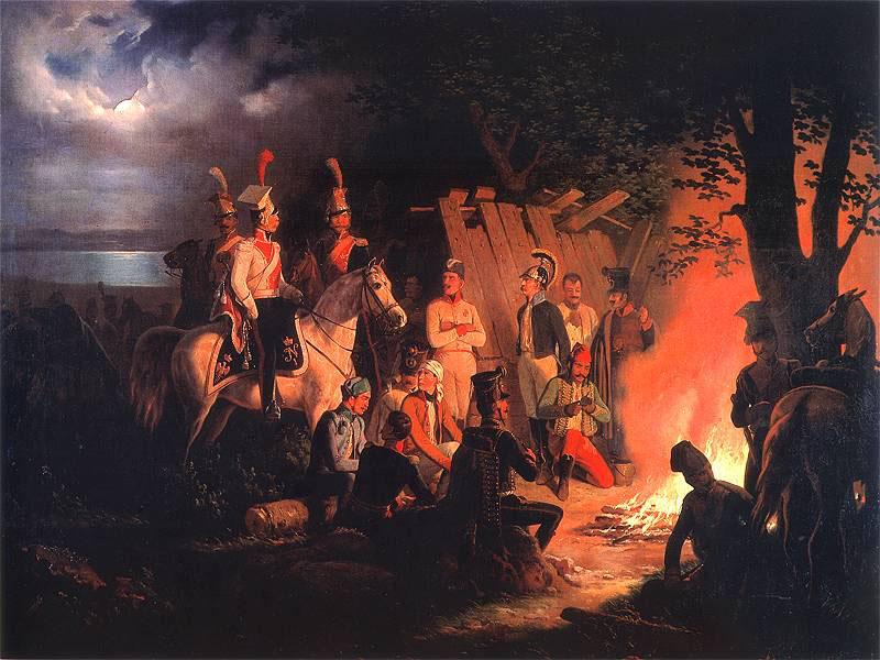January Suchodolski A bivouac of Polish Uhlans at Wagram. oil painting picture
